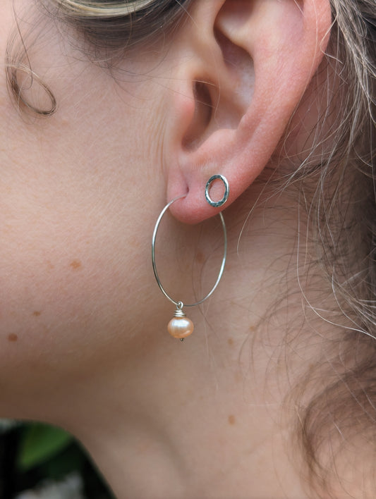 Drop Pearl Hoops