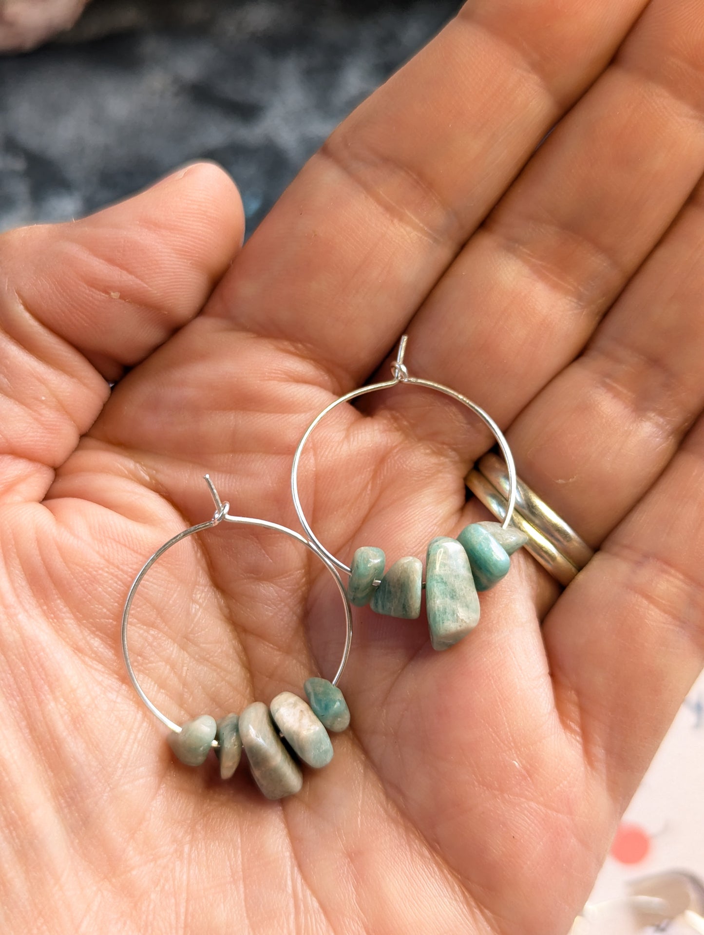 Striped Amazonite 25mm hoops