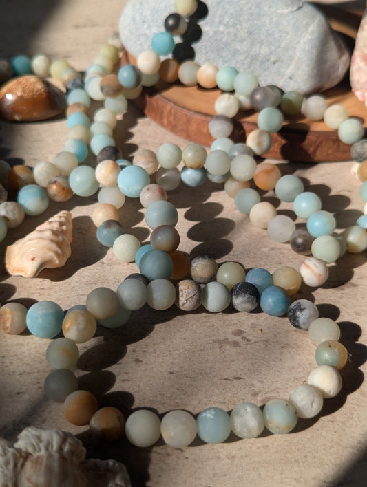 Amazonite 8mm matte bead stretchy bracelets