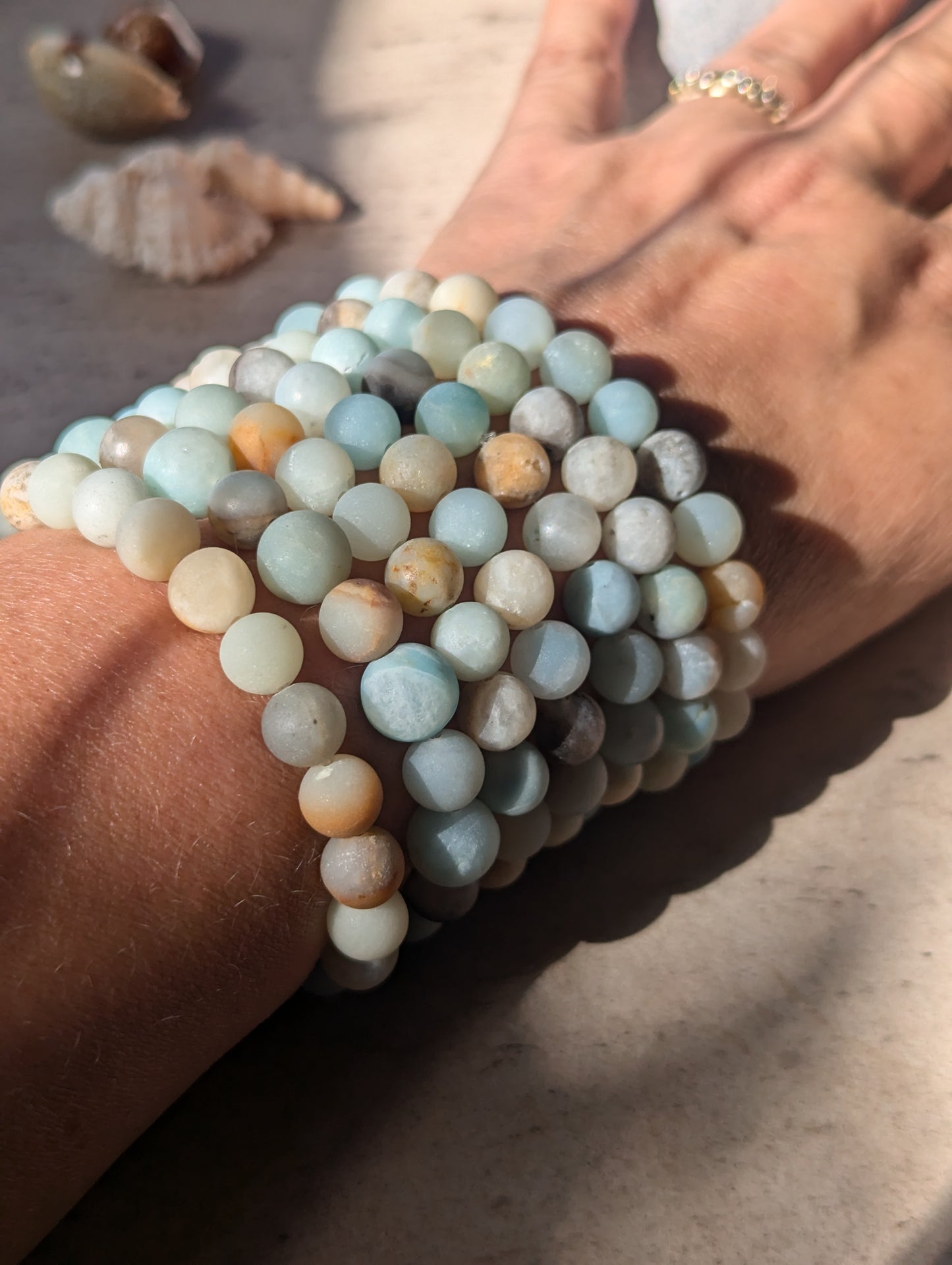 Amazonite 8mm matte bead stretchy bracelets