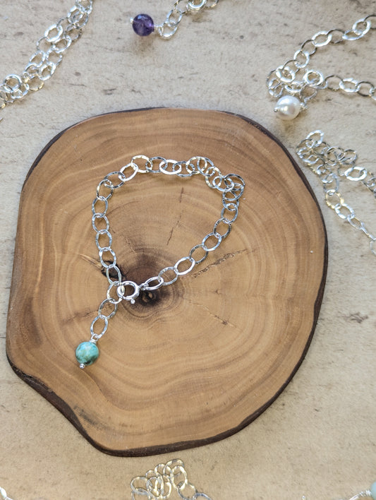 Chain bracelet with charm - Peruvian Turquoise