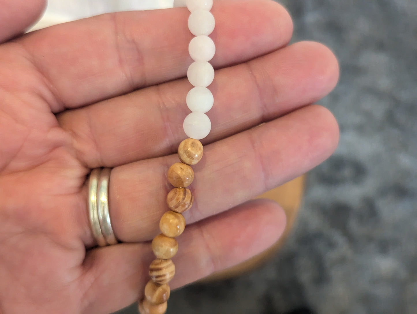 sandalwood and Rose quartz (matte) 6MM beaded stretchy