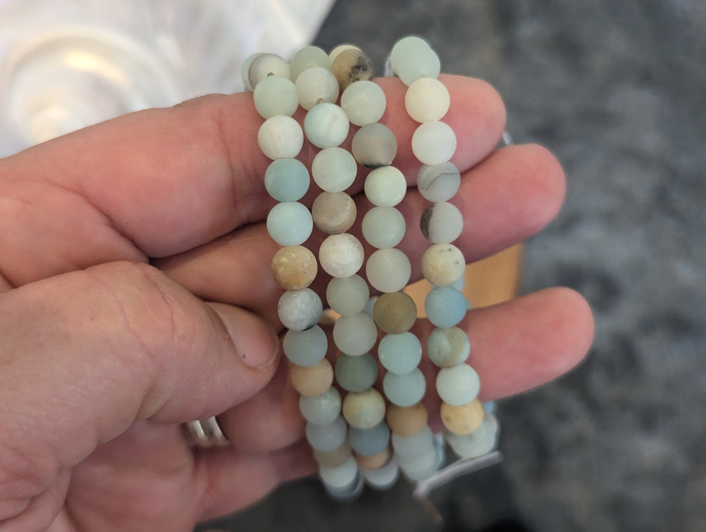 Amazonite (matte)6mm beaded stretchy bracelet